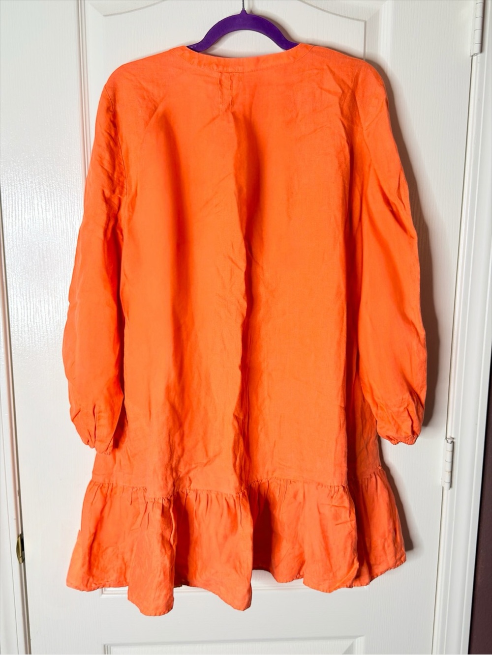 Boden Linen Blend Pintuck Ruffle Tunic Dress Size 14R - Picture 5 of 8